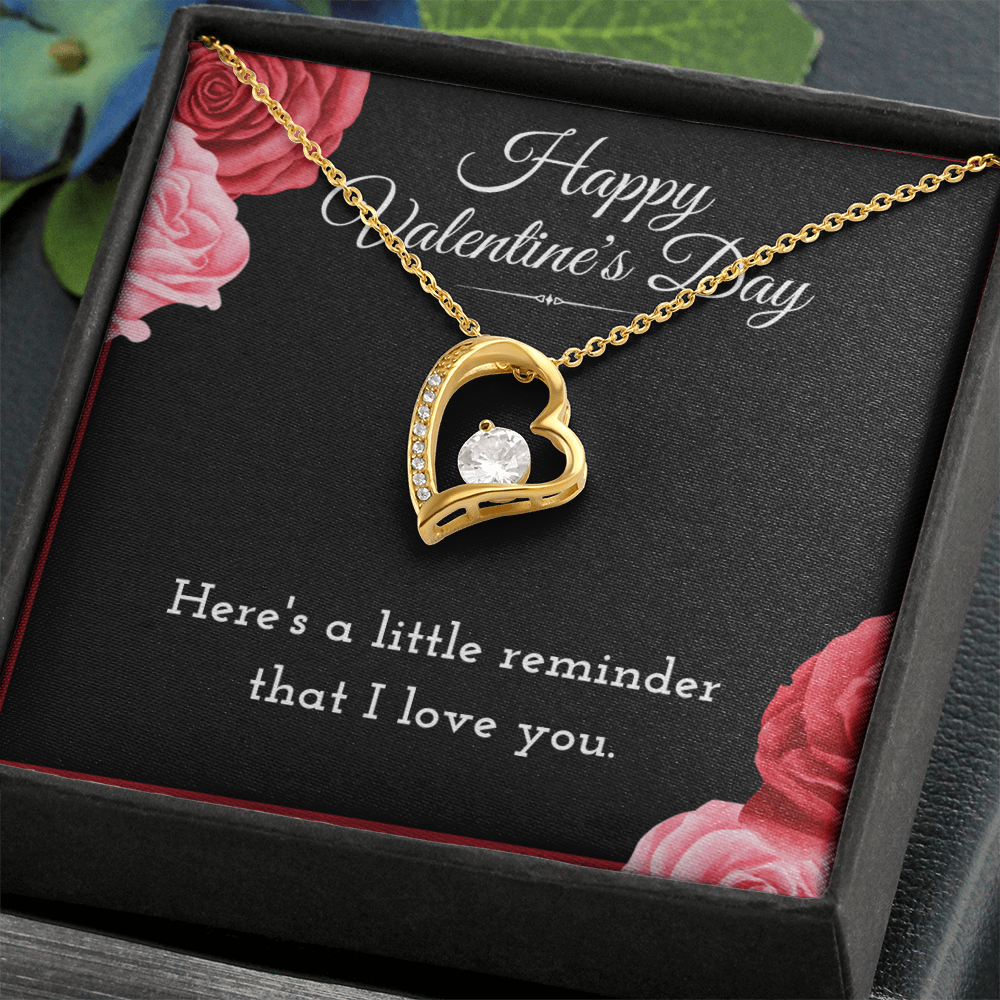 Happy Valentine's Day Forever Love Necklace Jewelry Message Card For Girlfriend, Cute Heart Reminder Necklace Valentines Present From Boyfriend, Heartfelt V-Day Necklace Gift For Her by Best Gifts 305