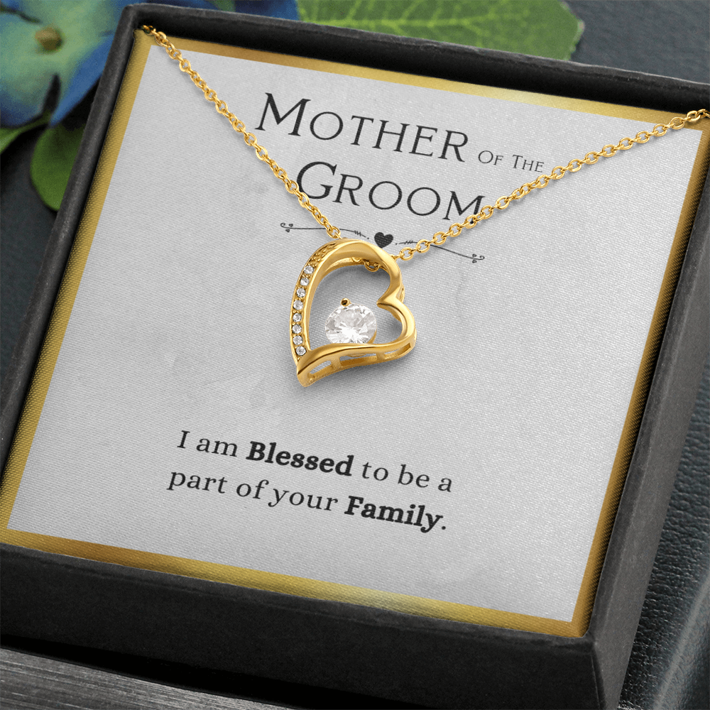 Mother Of The Groom Gift, From Bride, Blessed To Be Part Of Your Family - Forever Love Necklace With Message Card by Best Gifts 305