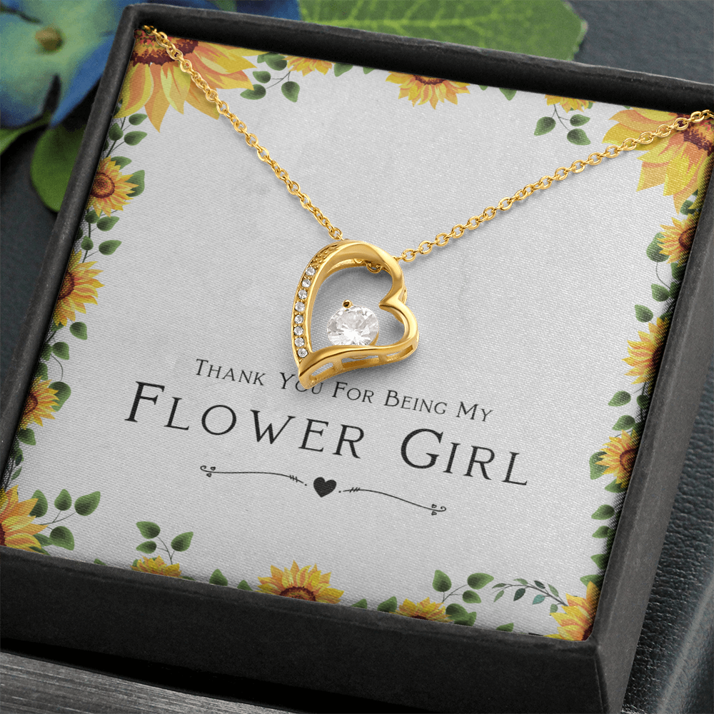 Flower Girl Gift For Wedding Day, Thank You For Being My Flower Girl, Flower Girl Gift From Bride - Forever Love Pendant Necklace with Cute Message Card by Best Gifts 305