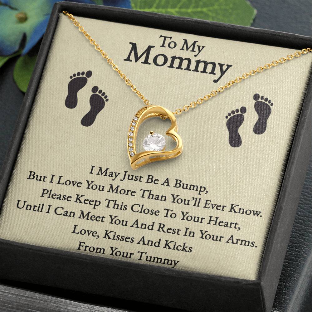 To My Mommy Forever Love Necklace – Pregnancy Announcement Gift, Heart Pendant with CZ Crystal, Adjustable Chain – Thoughtful Jewelry for Expecting Moms