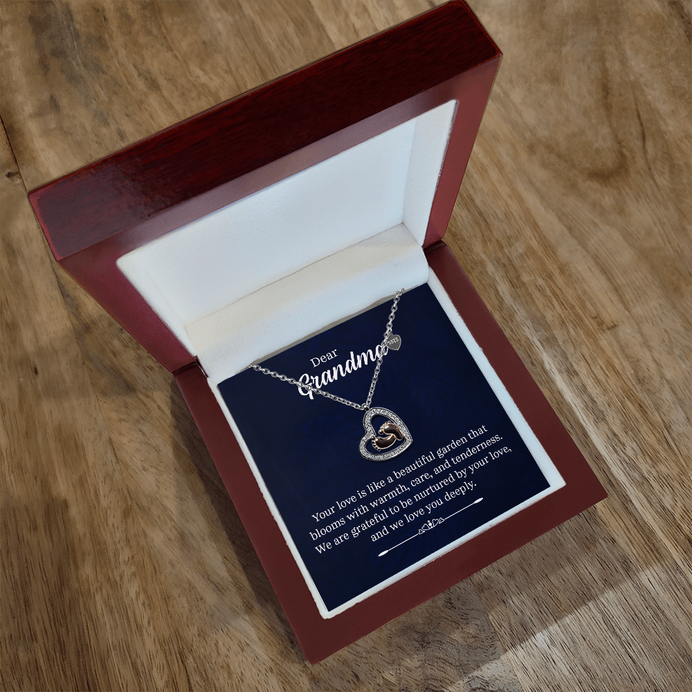 Grandma Baby Feet Heart Necklace – New Grandmother Gift from Grandchildren, Sterling Silver Rose Gold Jewelry