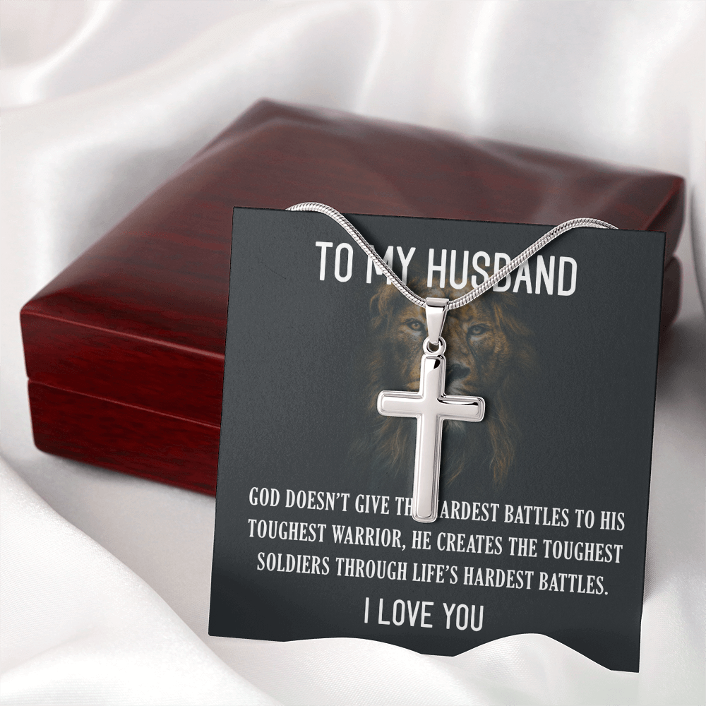 To My Husband, Father's Day Gift To Husband, Gifts For Husband, Husband Gifts - Artisan Cross Necklace with Snake Chain by Best Gifts 305