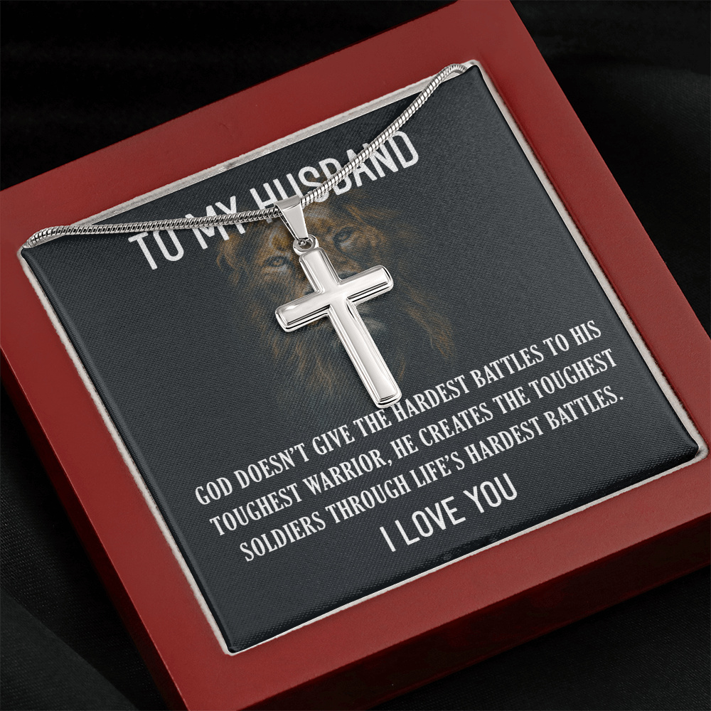 To My Husband, Father's Day Gift To Husband, Gifts For Husband, Husband Gifts - Artisan Cross Necklace with Snake Chain by Best Gifts 305