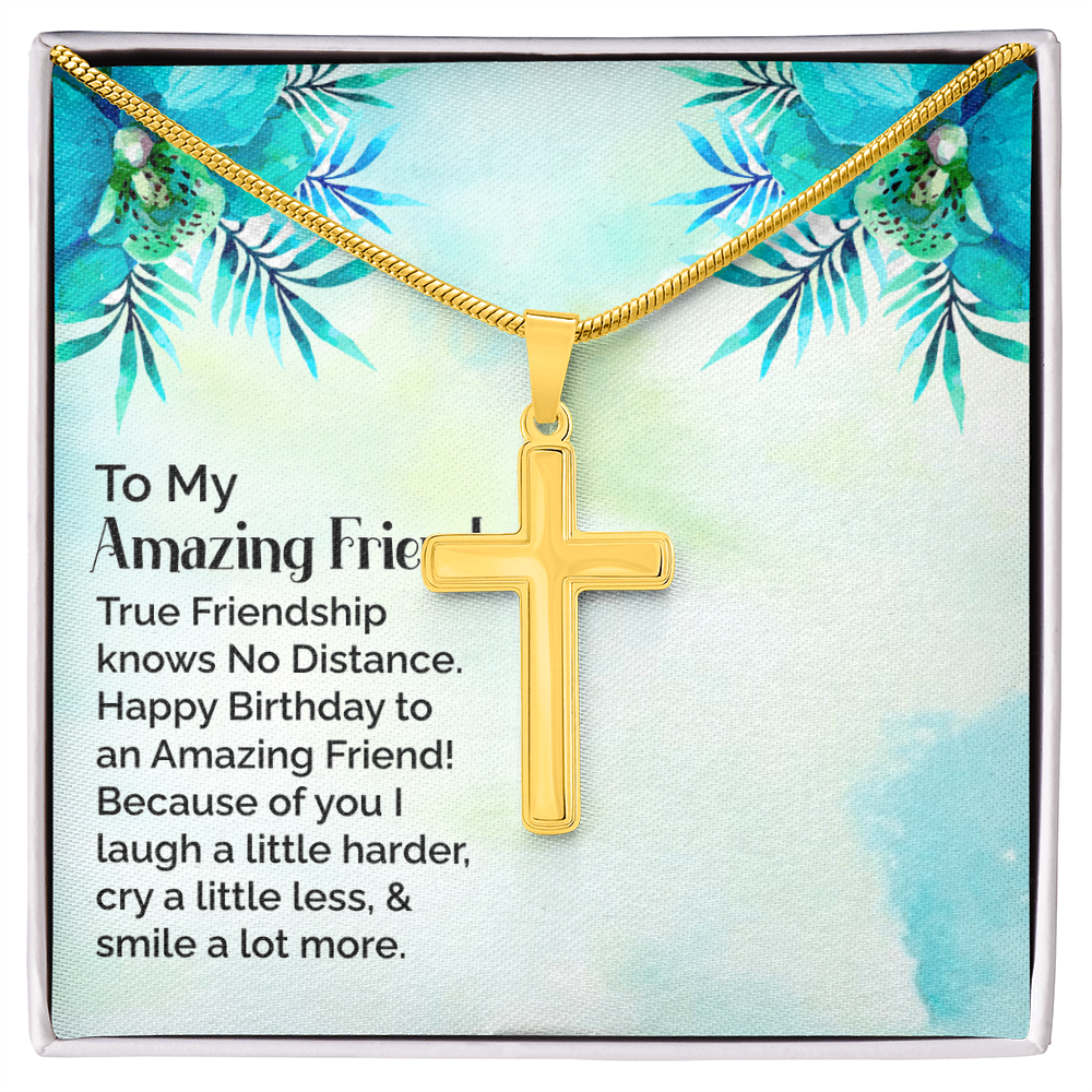 Happy Birthday To My Amazing Friend, Artisan Cross Necklace To My Amazing Friend, Friendship Jewelry, Gift For My Amazing Friend by Best Gifts 305