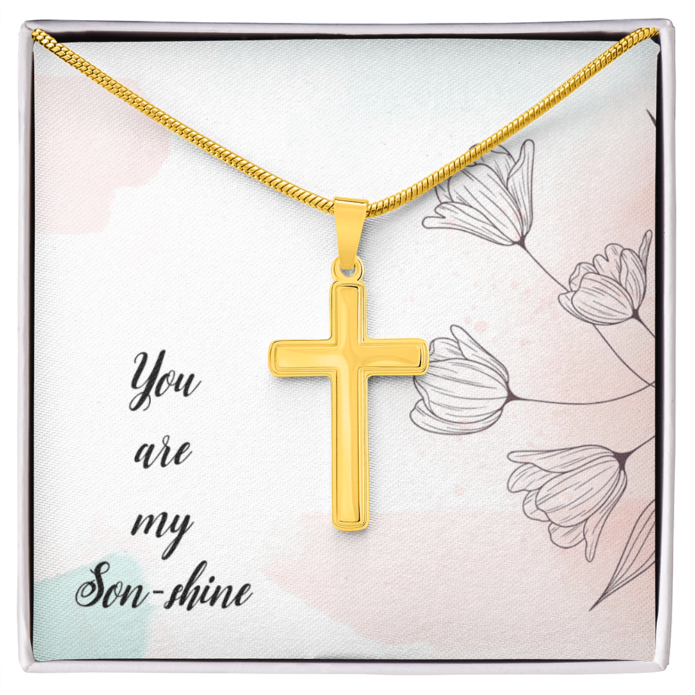 To My Son Shine, Artisan Cross Necklace with Snake Chain For Son, Gift for Son From Mom, Birthday Gift Son, Mother and Son, From Dad To Son by Best Gifts 305