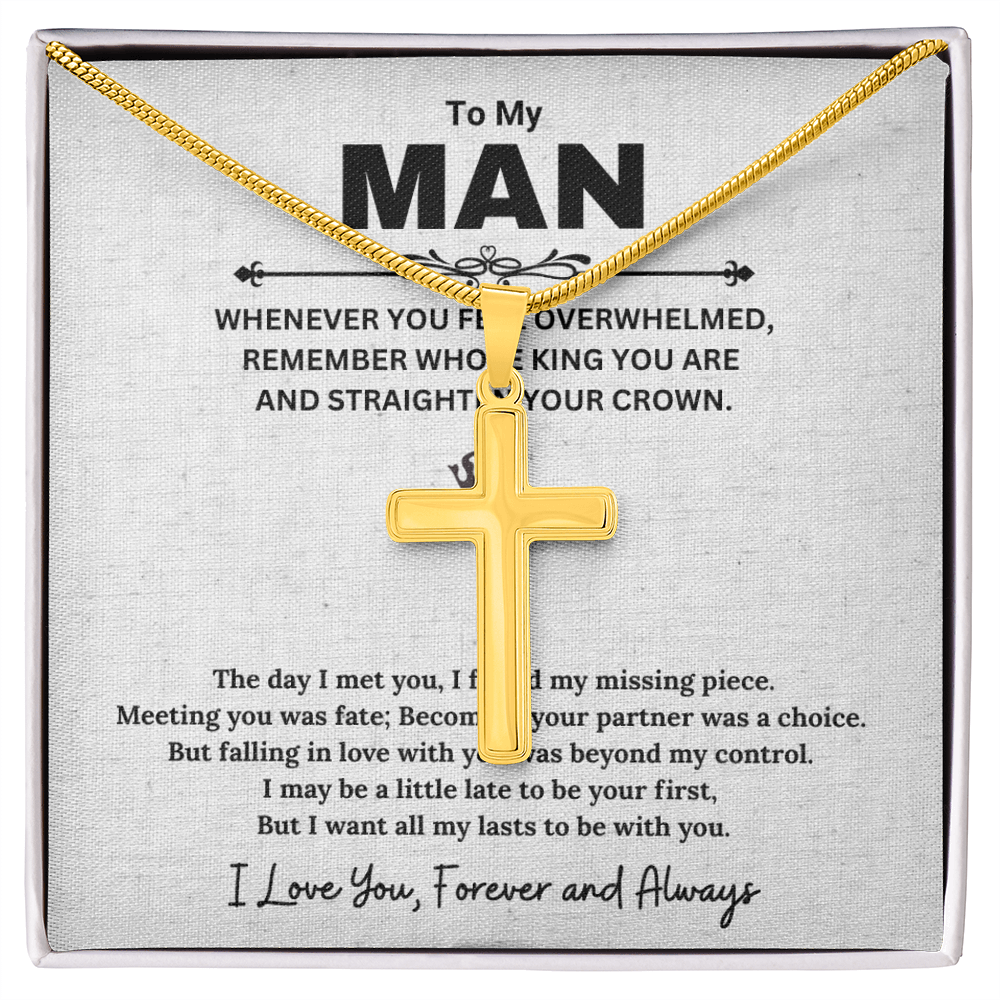 To My Man, Gifts For Husband, Gifts For Boyfriend, Husband Gifts, I Love You Forever And Always - Artisan Cross Necklace With Message Card by Best Gifts 305