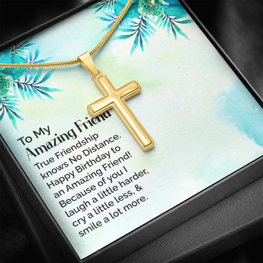 Happy Birthday To My Amazing Friend, Artisan Cross Necklace To My Amazing Friend, Friendship Jewelry, Gift For My Amazing Friend by Best Gifts 305