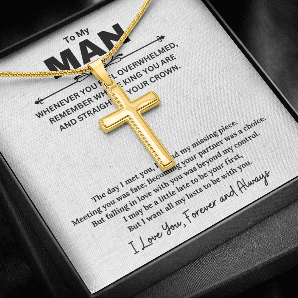 To My Man, Gifts For Husband, Gifts For Boyfriend, Husband Gifts, I Love You Forever And Always - Artisan Cross Necklace With Message Card by Best Gifts 305