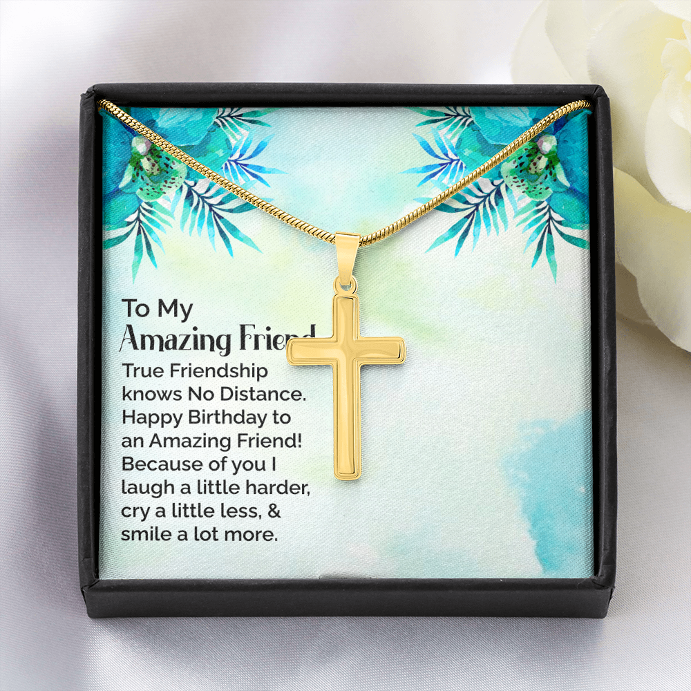 Happy Birthday To My Amazing Friend, Artisan Cross Necklace To My Amazing Friend, Friendship Jewelry, Gift For My Amazing Friend by Best Gifts 305