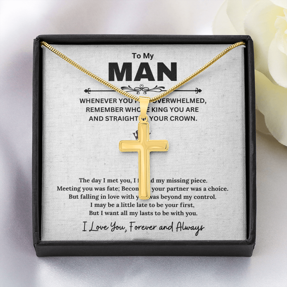 To My Man, Gifts For Husband, Gifts For Boyfriend, Husband Gifts, I Love You Forever And Always - Artisan Cross Necklace With Message Card by Best Gifts 305