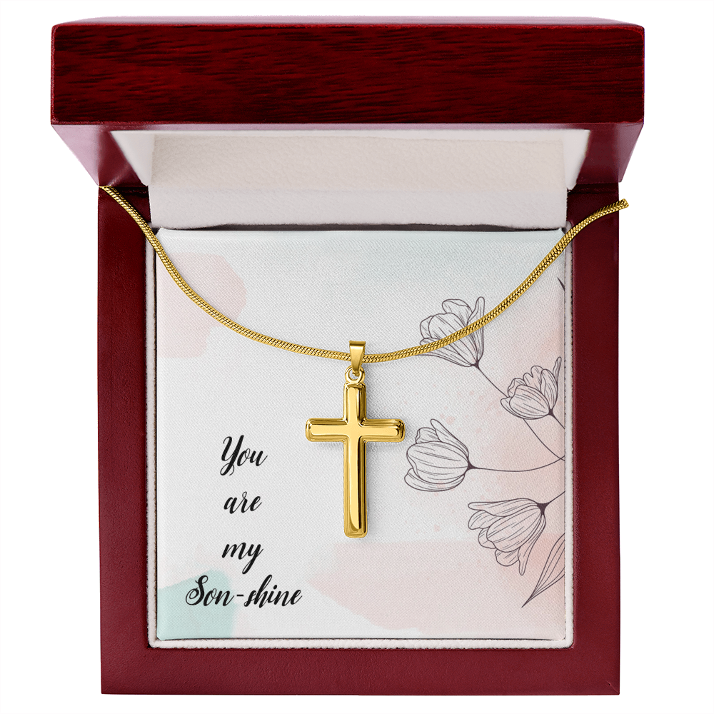 To My Son Shine, Artisan Cross Necklace with Snake Chain For Son, Gift for Son From Mom, Birthday Gift Son, Mother and Son, From Dad To Son by Best Gifts 305
