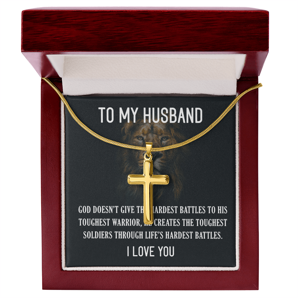 To My Husband, Father's Day Gift To Husband, Gifts For Husband, Husband Gifts - Artisan Cross Necklace with Snake Chain by Best Gifts 305
