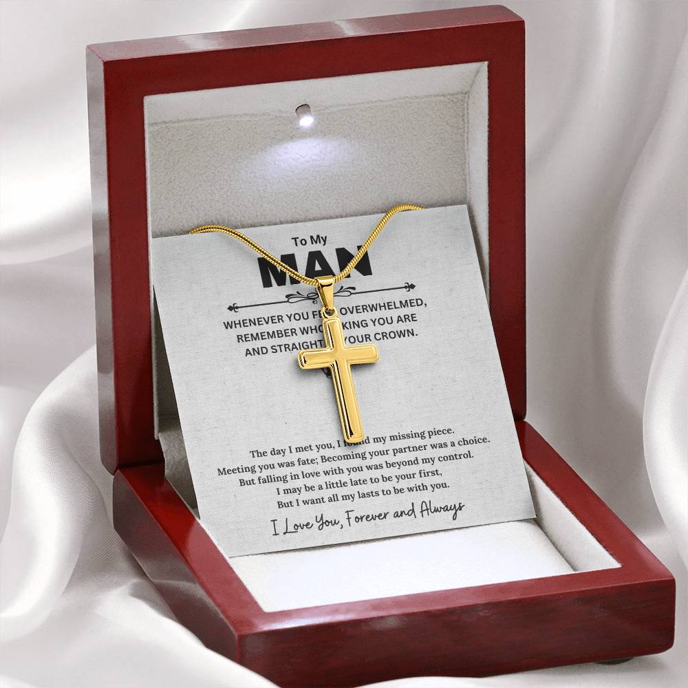 To My Man, Gifts For Husband, Gifts For Boyfriend, Husband Gifts, I Love You Forever And Always - Artisan Cross Necklace With Message Card by Best Gifts 305