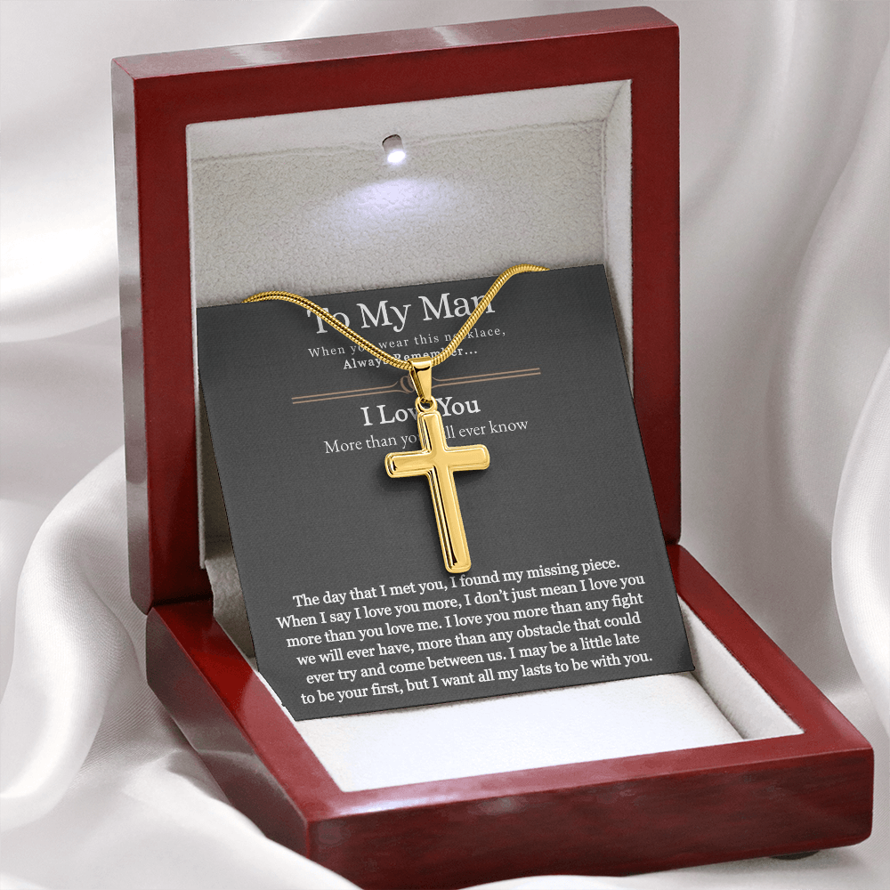 To My Man, For Him, Gifts For Husband, Fathers Day Gift, Necklace Gift For Men, I Want All My Lasts To Be With You - Artisan Cross Necklace With Message Card by Best Gifts 305