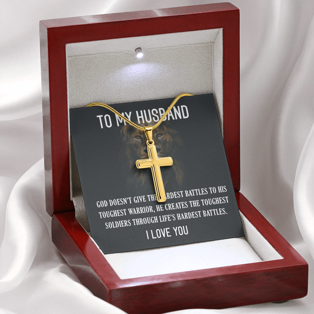 To My Husband, Father's Day Gift To Husband, Gifts For Husband, Husband Gifts - Artisan Cross Necklace with Snake Chain by Best Gifts 305