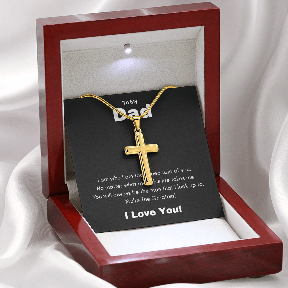 Artisan Cross Necklace with Snake Chain To My Greatest Dad, I Love You Dad, Fathers Day Gift From Daughter, Dad Birthday Gift, Gift For Dad From Son, by Best Gifts 305