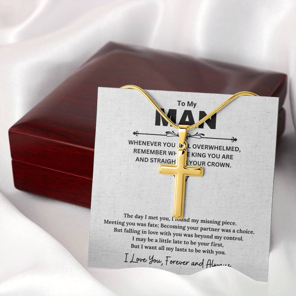 To My Man, Gifts For Husband, Gifts For Boyfriend, Husband Gifts, I Love You Forever And Always - Artisan Cross Necklace With Message Card by Best Gifts 305