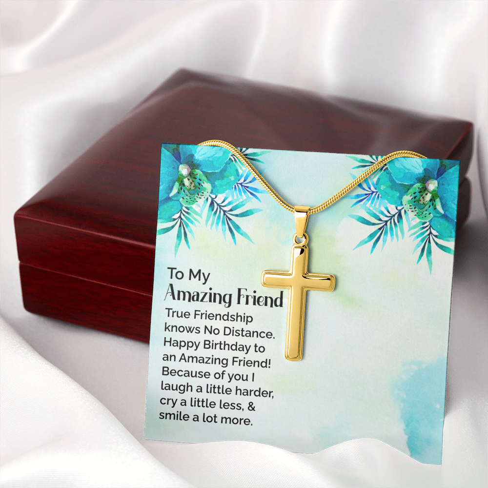 Happy Birthday To My Amazing Friend, Artisan Cross Necklace To My Amazing Friend, Friendship Jewelry, Gift For My Amazing Friend by Best Gifts 305
