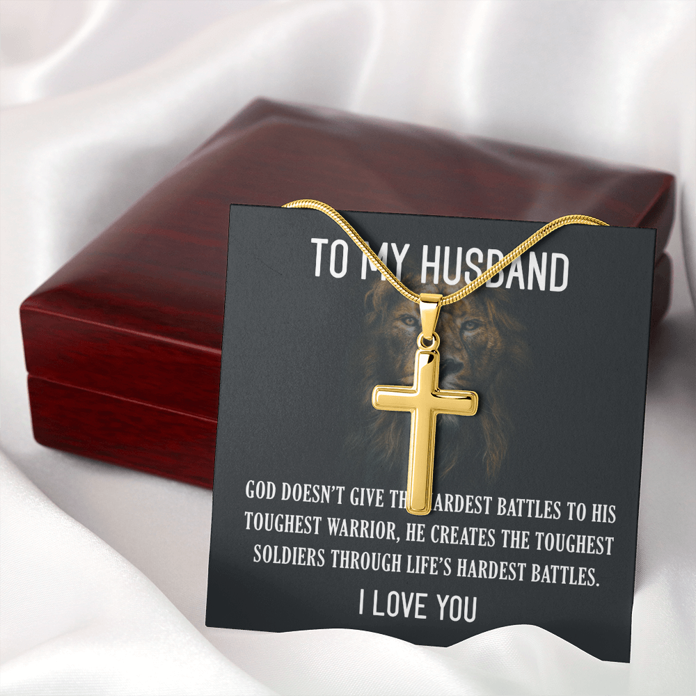 To My Husband, Father's Day Gift To Husband, Gifts For Husband, Husband Gifts - Artisan Cross Necklace with Snake Chain by Best Gifts 305